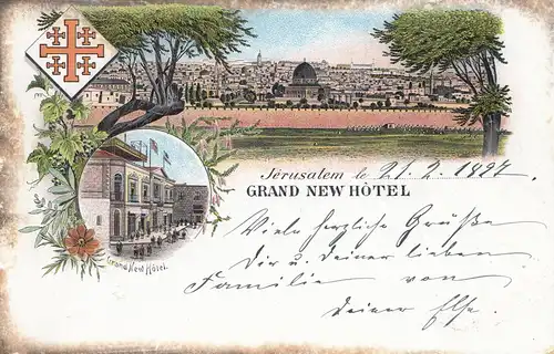 Palestine: 1897: post card Jerusalam to Grundwald/Berlin