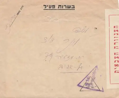 Israel: letter with censorship