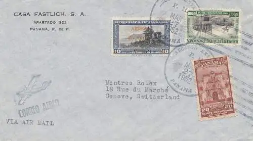 Panama 1952: air mail Pnama to Genf/Switzerland