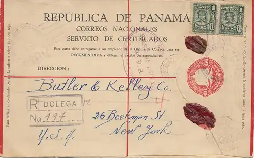 Panama 1935: Registered Dolega to New York
