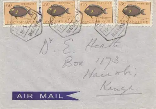 Mocambique 1952: Beira via air mail to Nairobi