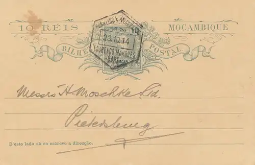 Mocambique 1914: post card  Lourenco Marques to Petersburg