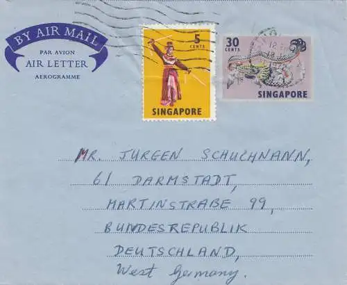 Singapore: 1972: air mail to Darmstadt