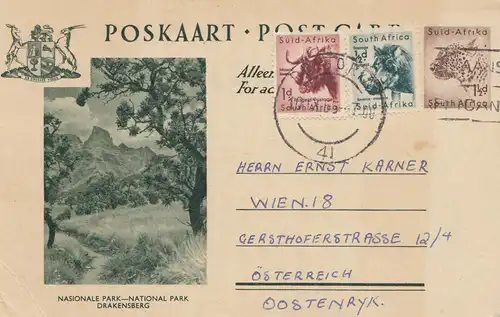 South Africa 1955: post card Drakensberg to Wien