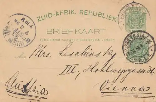 South Africa 1898: Pretoria post card to Wien