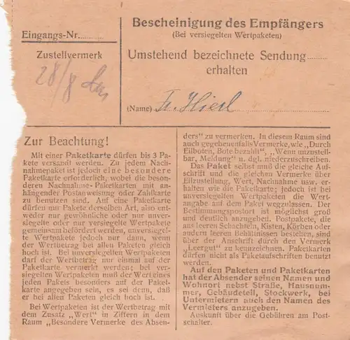 Carte forfait 1947: Moosburg vers Bad Aibling