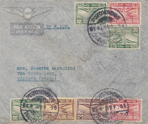 Thailand 1940: air mail by KLM Bangkok to Trieste/Italy