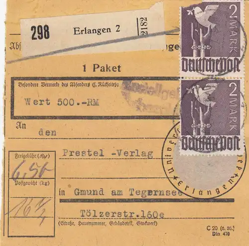 Carte de valeur 1947: Obtenir à Gmund, le cachet du service III. Reich