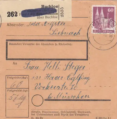 BiZone Paketkarte 1948: Siebnach nach München