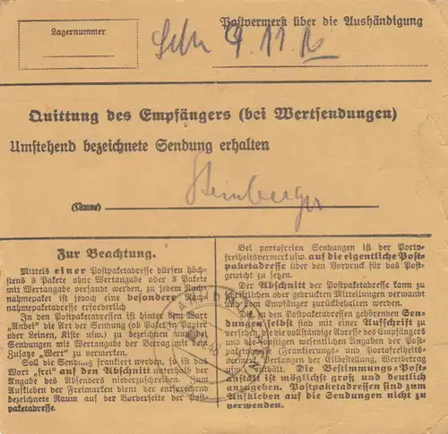 BiZone Paketkarte 1948: Lüdenscheid nach Haar bei München