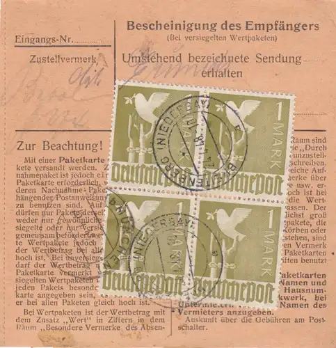 Carte de paquet 1948: Breitenberg vers Haar Munich