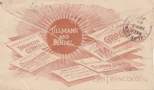 USA 1893: from San Francisco Tobaccos, Cigars. Grocers...to Oakland