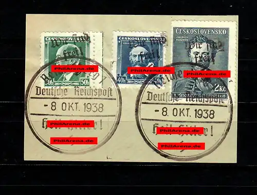 Sudetenland MiNr. 21, 34, 136, Sonderstempel Reichenberg