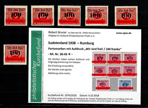 Sudetenland Min° 36-43, Falz, * Rumburg