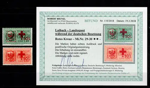 Laibach: MiNr. 29-30, postfrisch, ** Rotes Kreuz