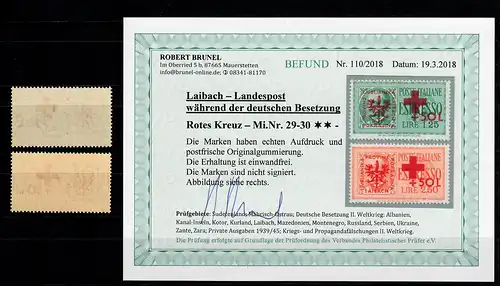 Laibach: MiNr. 29-30, postfrisch, ** Rotes Kreuz