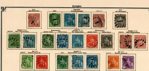 Barbade 1852-1907: nearly complete stamp collection, y compris timbres, */o