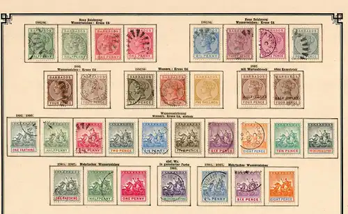 Barbade 1852-1907: nearly complete stamp collection, y compris timbres, */o