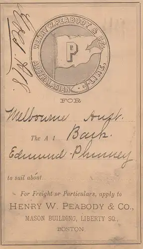 USA 1888 post card Boston to St. Louis