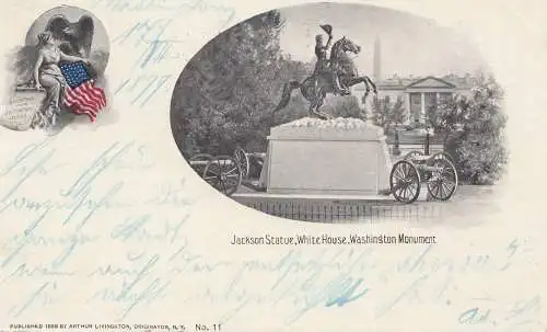 USA 1899: Post card Washington White House to New York