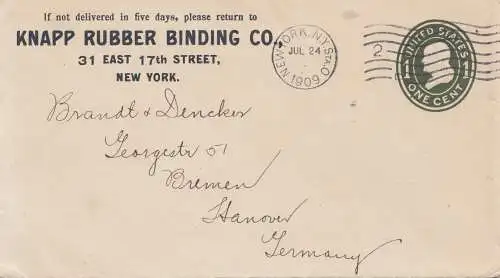 USA 1909: New York to Hannover/Germany, Rubber