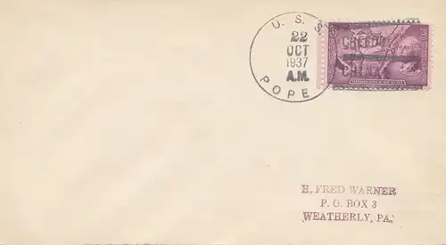 USA 1937: U.S.S. Pope, China, Weatherly, PA