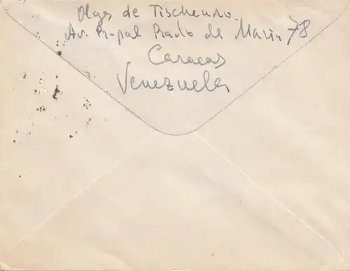 Venezuela air mail registered to Schwäbisch Gmünd
