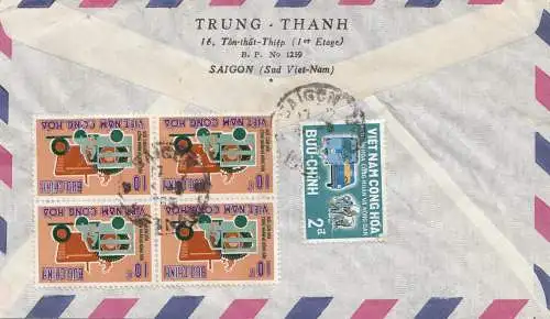 Vietnam 1969: air mail registered Saigon to Neumünster