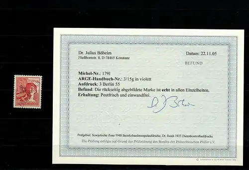 SBZ: MiNr. 179 I, postfrisch, **, BPP Befund