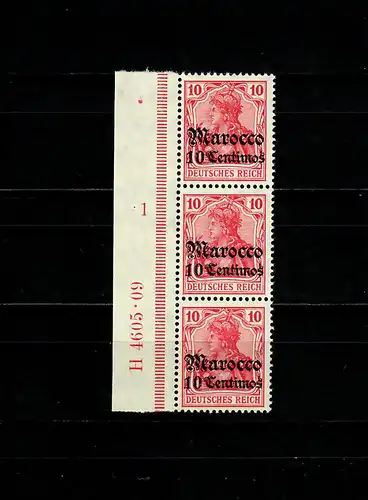 Dt. Post in Marocco: MiNr. 36, 2er Streifen Seitenrand, UR-HAN, postfrisch, **