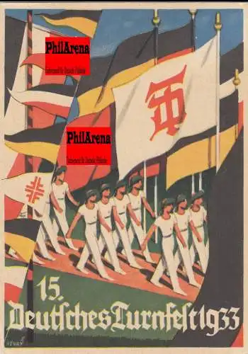 Propaganda Carte: 15ème anniversaire de la fête allemande de l'athlétisme à Stuttgart, 1933