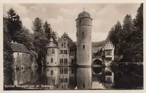 Carte de vue Château de Mespelbrunn, Aschaffenburg, camp de tentes de la HJ 1936 à Reichenberg