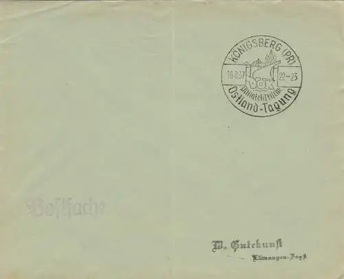 Affaire postale Kuvert 1937: Königsberg Philatelistische Ostland Réunion