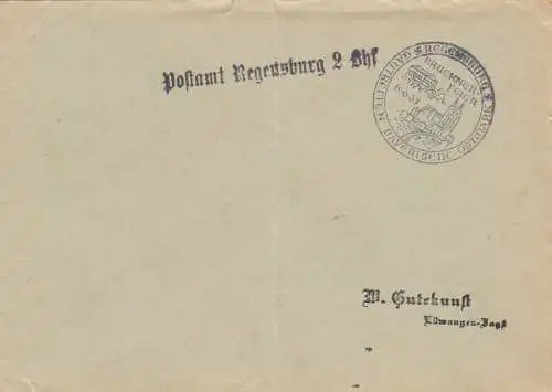 Affaire postale Kuvert 1937: Ratisbonne Gaustricht Bayerische Ostmark