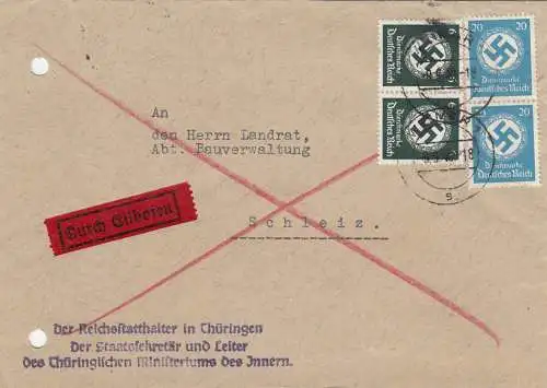 Eilboten Ministère de l'Intérieur à la gestion de la construction Schleiz 1940