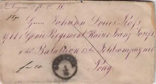 1876: Rossbach à Prague, sceau, contenu de la lettre, 2 côté ouvert