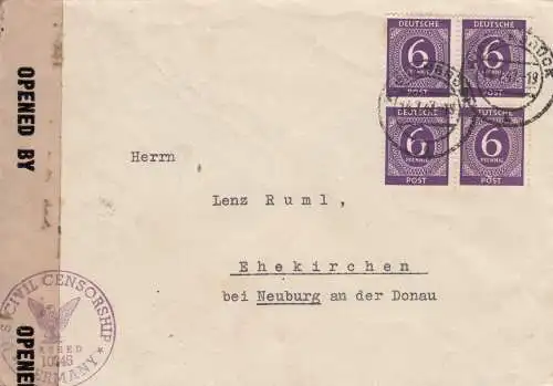 Brief von 1947 aus Wiedenbrück/Westfalen nach Ehekirchen, Zensur