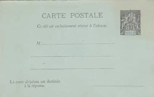 2x carte postale, 1x with answer card, Nossi-Bé