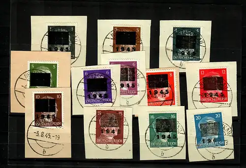 Netzschkau: MiNr., 1-11, Type II, gestempelt auf Briefstücken