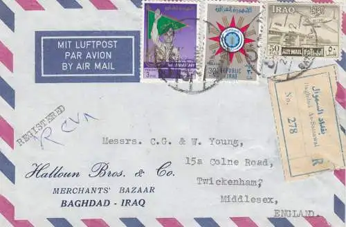 1952: air mail registered Baghdad As-Samawal to Twickenham/Middlesex