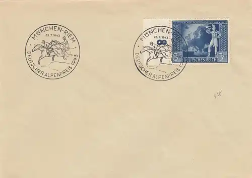Blanko Sonderstempelbeleg 1943: München-Riem: Deutscher Alpenpreis
