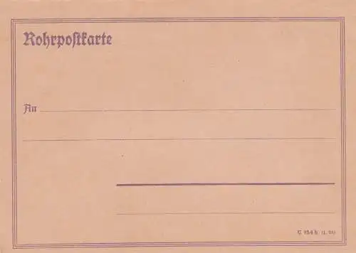 Formular Rohrpostkarte, ungebraucht