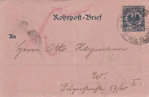 3x Lettre Rohrpost Berlin 1899/1900 Berlin