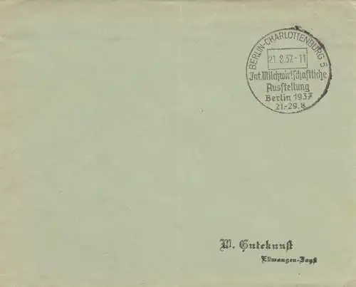 1937: Sonderstempel Berlin: Milchwirtschaft Ausstellung