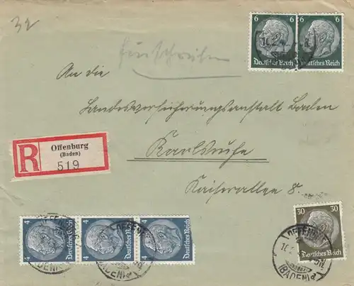 Einschreiben Offenburg nach Karlsruhe 1943