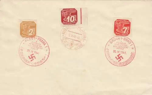 B&M: Sonderstempel Geburtstag des Führers 1941 Prag, Brünn