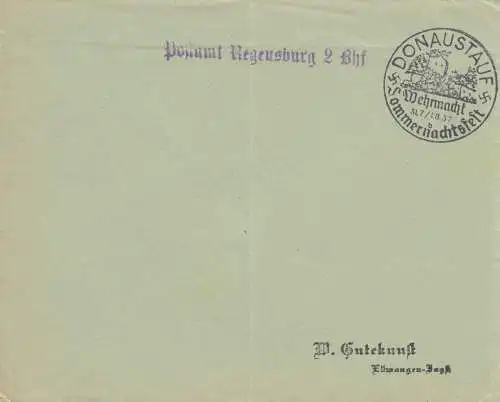 Sonderstempel 1937 Donaustauf, Sommernachtsfest als Postsache Regensburg