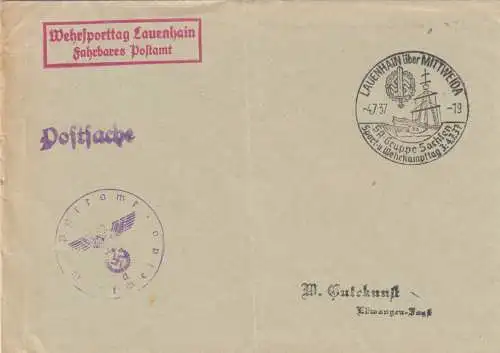 Journée des sports militaires Lauenhaim/Mittweida, SA Groupe Saxe, comme affaire postale