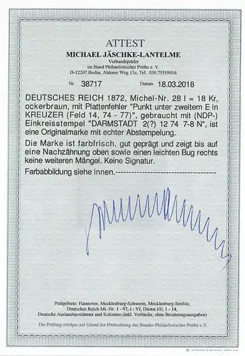 DR: Min. 28I, erreur de plaque, gravé Darmstadt, BPP Attest