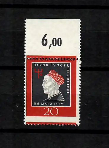 BUND: Mi n° 307 avec denciements du bord supérieur, frais, **